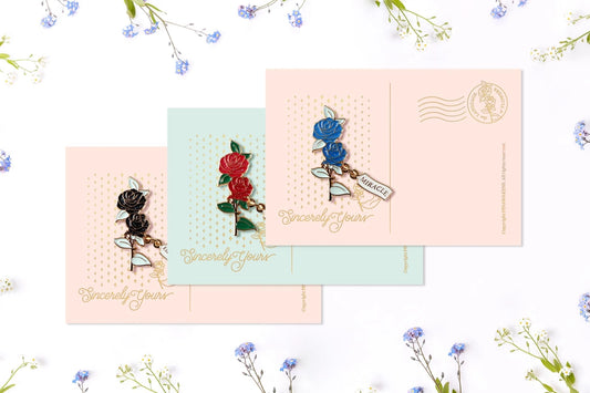 [Flower Language Collection] Enamel Pin Card - Rose Series