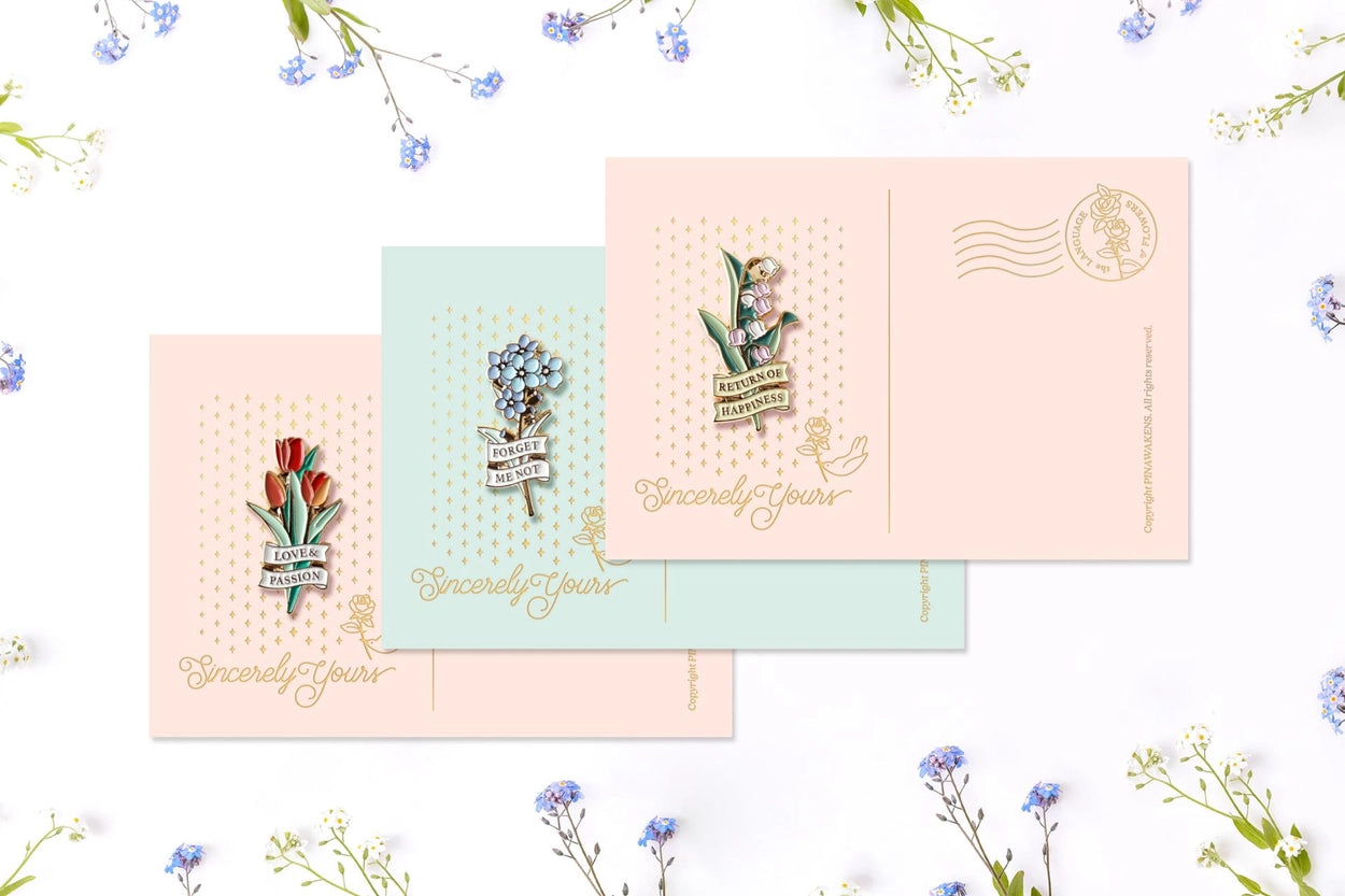 [Flower Language Collection] Enamel Pin Card - Forget-Me-Not