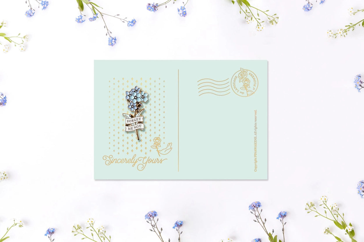 [Flower Language Collection] Enamel Pin Card - Forget-Me-Not