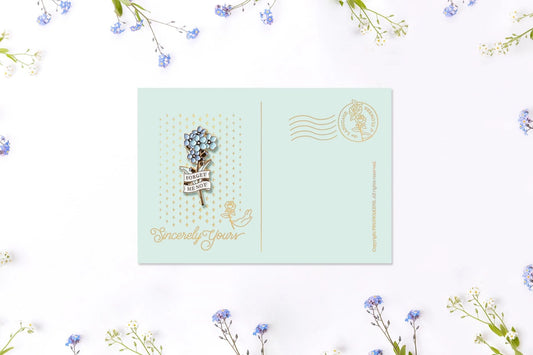 [Flower Language Collection] Enamel Pin Card - Forget-Me-Not